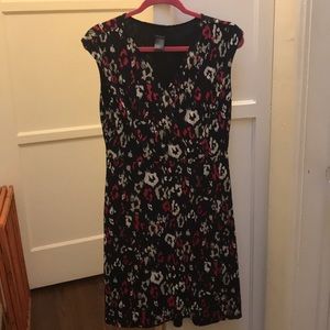 Pink White Cream and Black Cap Sleeve Dress